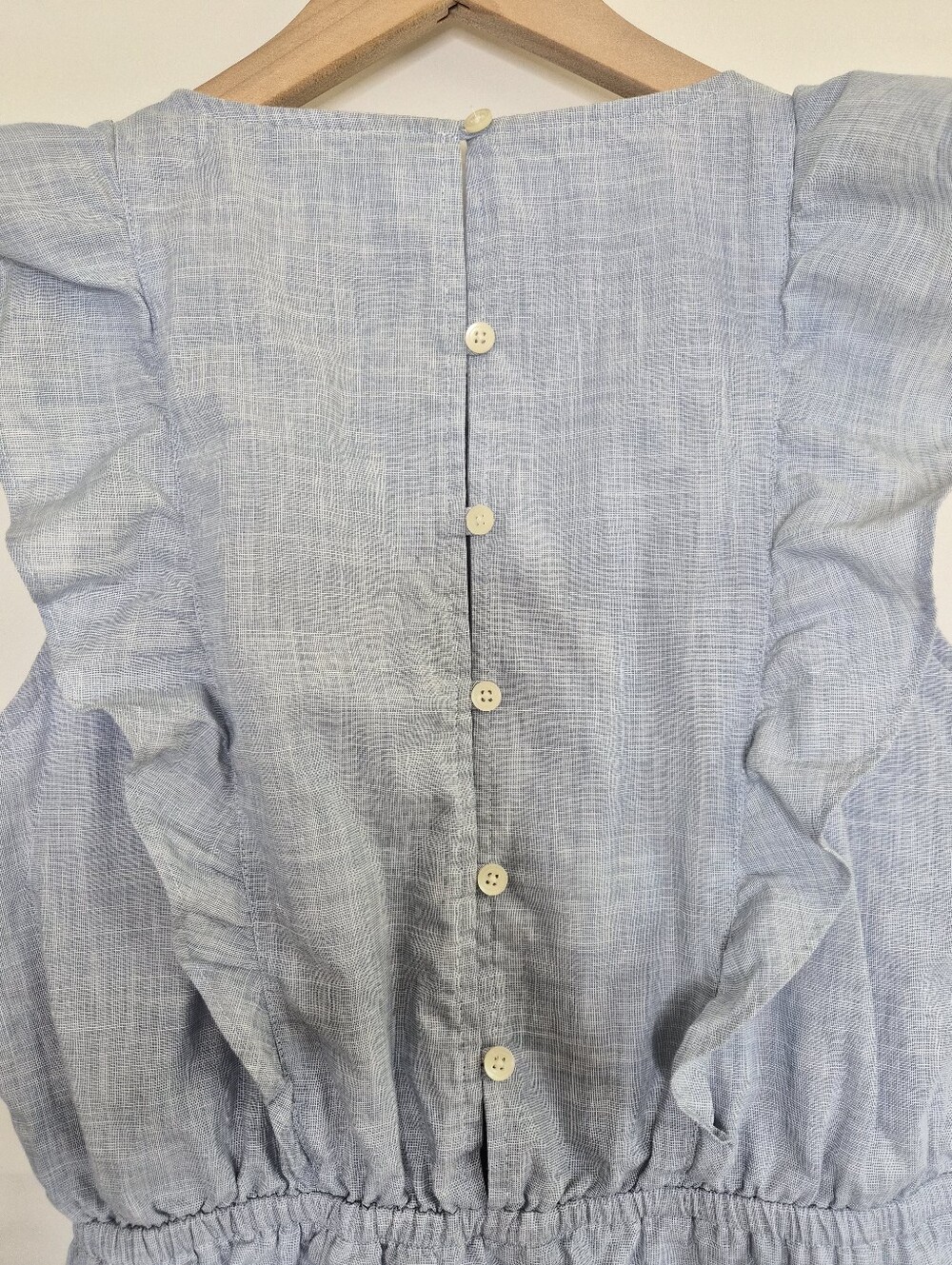 Madewell Belleflower Ruffle Dress Light Blue Cotton Size 4 - Picture 7 of 12